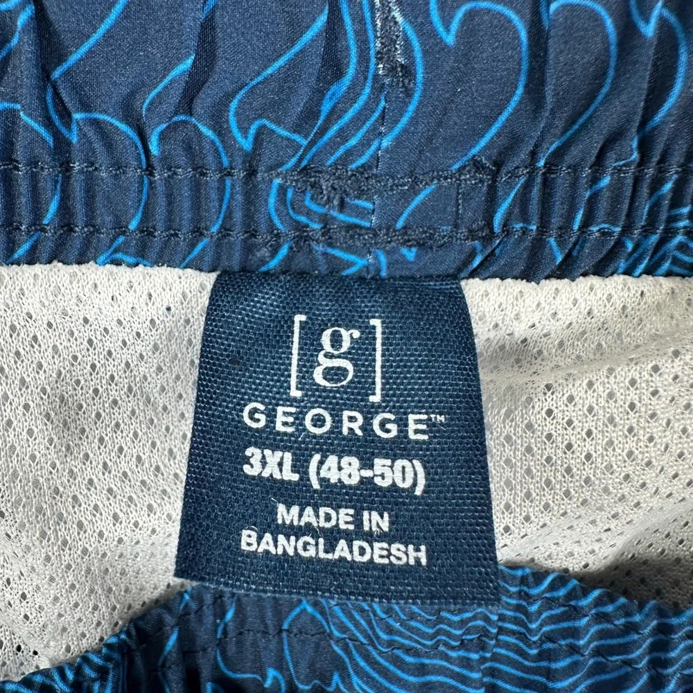 New George Swim Trunks 3XL‎ Blue Floral Tropical Hibiscus Board Shorts Surf